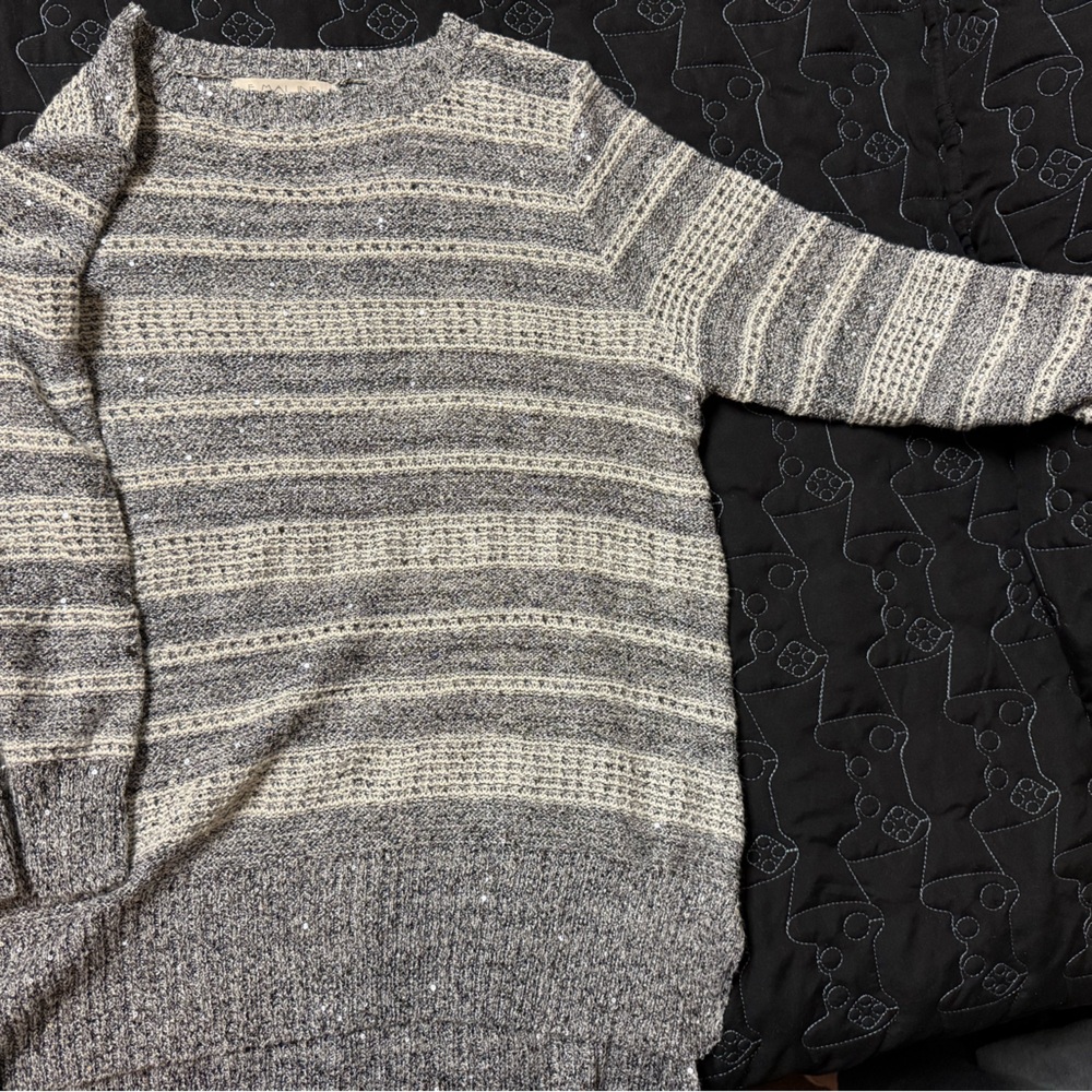 Striped Gray and Cream Women's Sweater